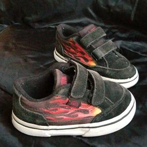 Flame on the Side Velcro Vans